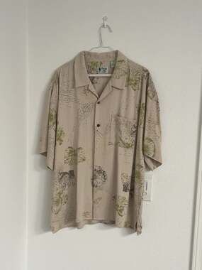 Vintage Silk Men's Floral Graphic Short Sleeve Camp Shirt